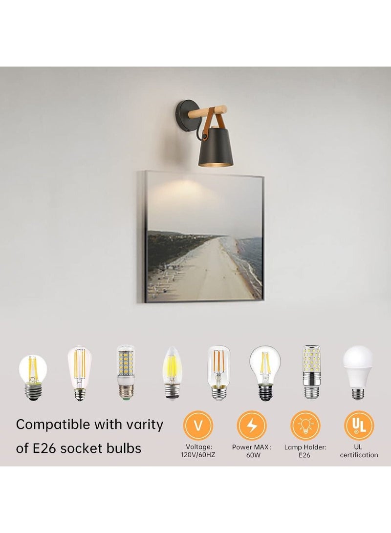 Y&D SYOSI Modern Sconces Set, New Upgraded Leather Craft Reading Lamp, UL listed E26 base for Bedroom, Living Room, Bedside lamp Bathroom Vanity Lights, Adjustable  - Image 2