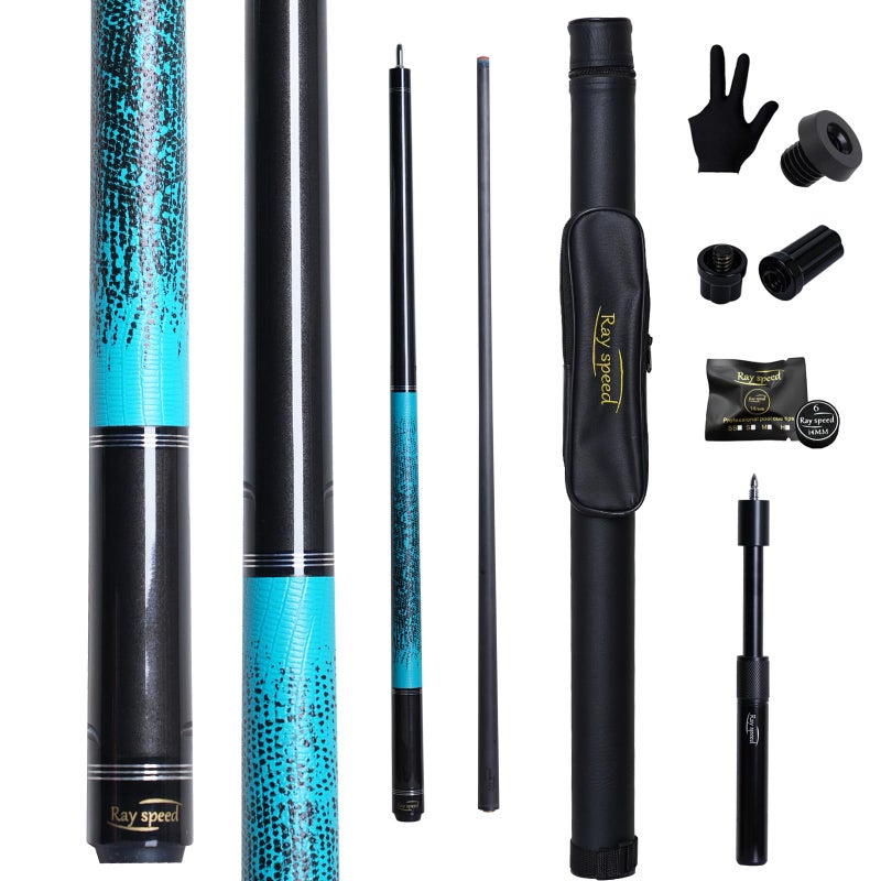 Ray speed Carbon Fiber Pool Cue Stick 125mm Rainbow Tip Low Deflection Pool Stick with Uniloc Pin Joint and Extension Pool Stick20 oz - Image 2