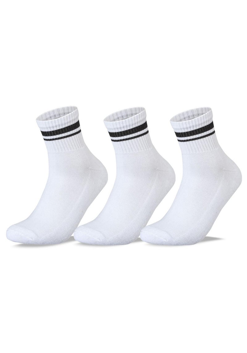 سام سوكس مجموعة من 3 جوارب رياضية نصف تيري على شكل حرف L للرجال D1 باللون الأبيض مقاس 41-46 EU - Image 1