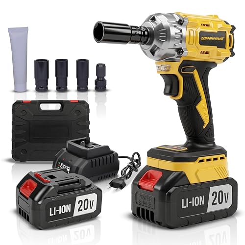 Tomahawk® 20V Brushless Cordless Impact Wrench Kit, 400Nm High Torque, 1/2 Inch Square Drive, 2x 3.0Ah Batteries, LED Light, Reverse Self Stop, Sockets, & Carry Case - Image 1
