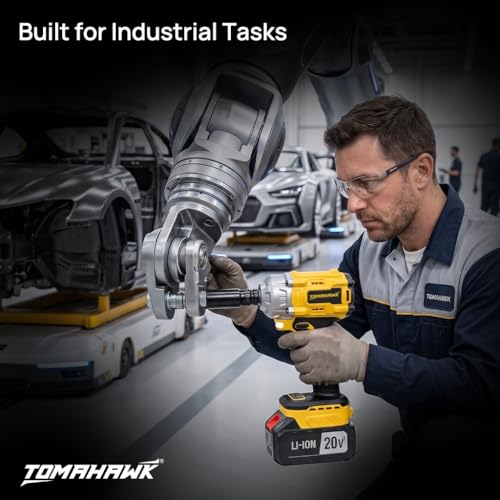 Tomahawk® 20V Brushless Cordless Impact Wrench Kit, 400Nm High Torque, 1/2 Inch Square Drive, 2x 3.0Ah Batteries, LED Light, Reverse Self Stop, Sockets, & Carry Case - Image 5
