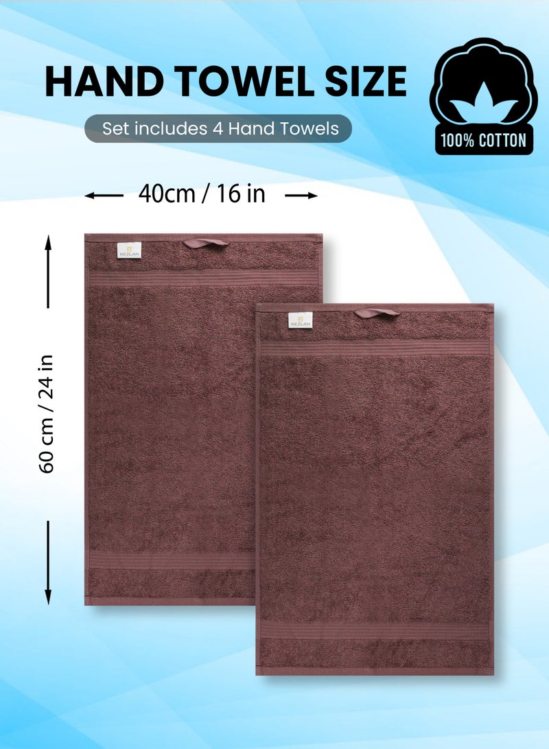 REZLAN UAE REZLAN Premium 4-Piece Hand Towel Set - 100% Cotton (40×60 cm/16×24 in) - Soft & Absorbent  - Image 2