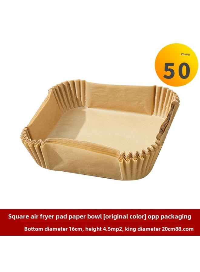 The Air Fryer Special Paper 5l Special Paper For Rectangular Air Fryer Paper Double Pot 10.4L 5.2L-Specifications:Square 16cm Opp Bag 50 Sheets - Image 1