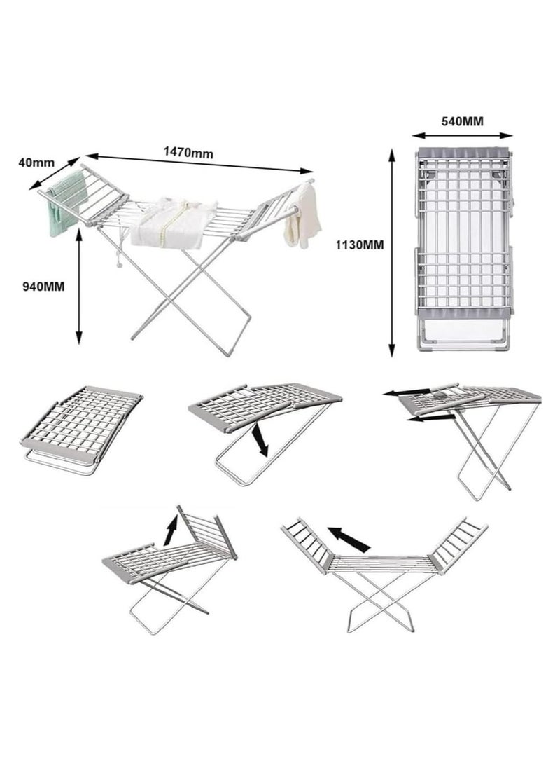 Foldable Electric Heated Clothes Airer,230W Energy-Efficient 18 Rails Indoor Airer Foldable Heated Drying Rack, Heated Clothes Airer Dryer - Wet Laundry Fast Drying Rack, Lightweight & Foldable for Easy Storage - pzsku/ZFC043A97ADE771BBD379Z/45/_/1740388584/d8a4d6bf-1469-4105-b6cd-9ffa1725e3cf