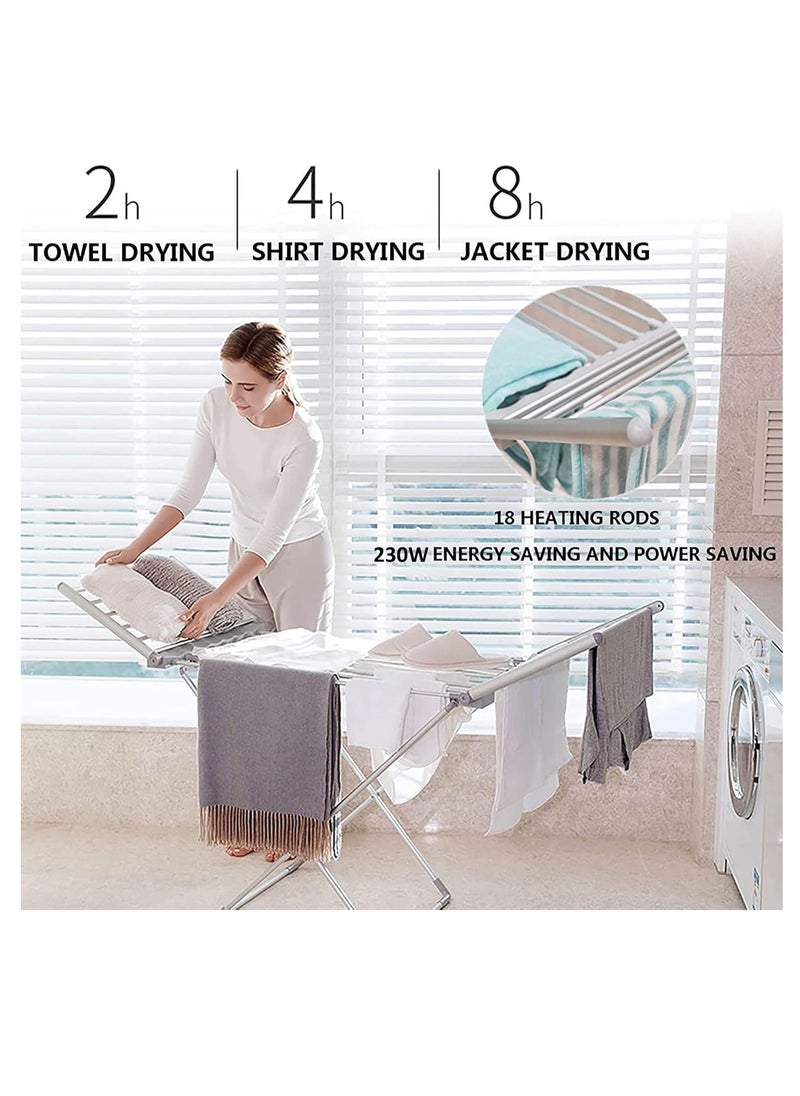 Foldable Electric Heated Clothes Airer,230W Energy-Efficient 18 Rails Indoor Airer Foldable Heated Drying Rack, Heated Clothes Airer Dryer - Wet Laundry Fast Drying Rack, Lightweight & Foldable for Easy Storage - pzsku/ZFC043A97ADE771BBD379Z/45/_/1740388637/438e54b9-eddb-4a65-9f67-ca57e6465976