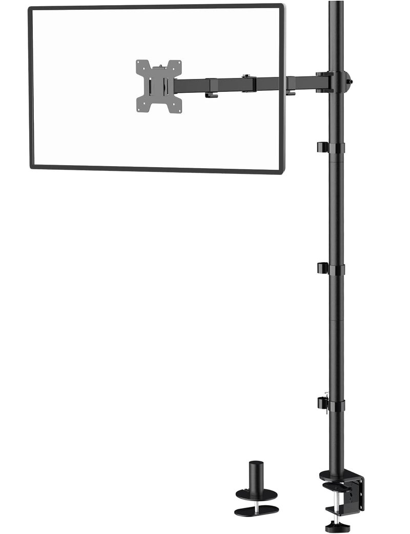 WALI Single Monitor Stand Desk Mount, 39 inch Tall Monitor Stand Fully Adjustable, Articulating Arm for Computer Screen up to 32 inch, 22lbs (M001XXL), Black - Image 1