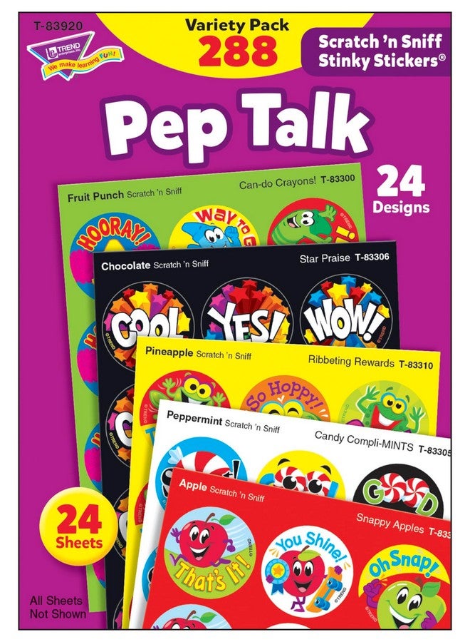 مجموعة متنوعة من ملصقات Pep Talk ذات الرائحة الكريهة من TREND enterprise, Inc.؛ 288 قطعة؛ 24 تصميمًا، 8 روائح