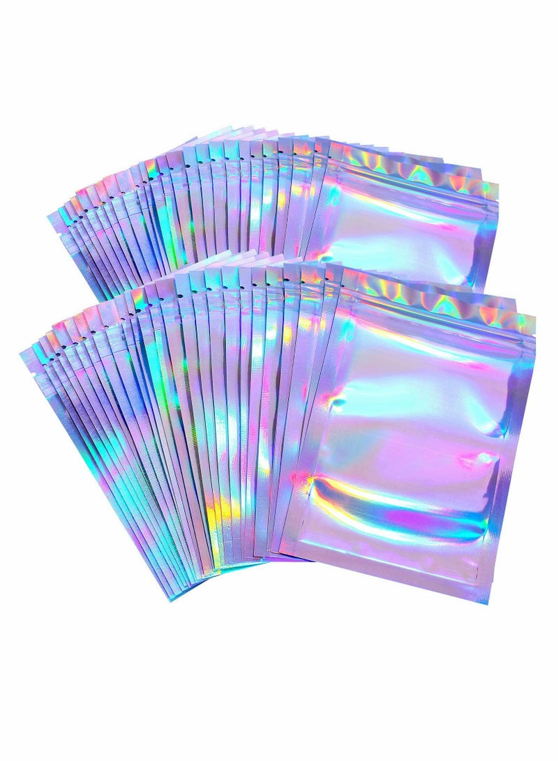 Excefore 100PCS Ziplock Bag Creative Holographic Flat Multi-use Jewelry Bag Cosmetic Bag Packaging Bag - Image 1
