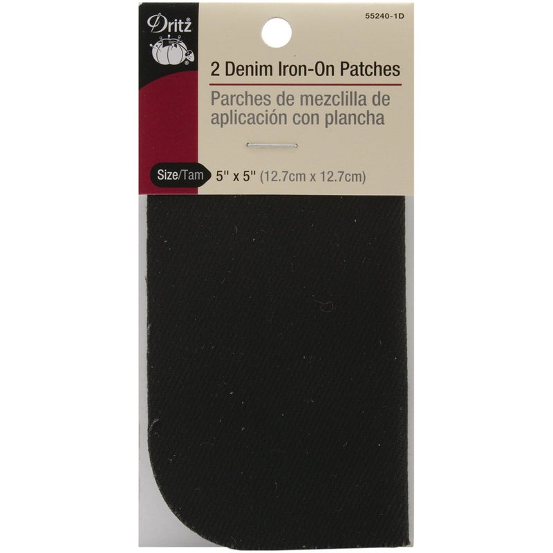 Dritz Dritz 552401D Patches IronOn Denim Black 5 x 5Inch 2Count