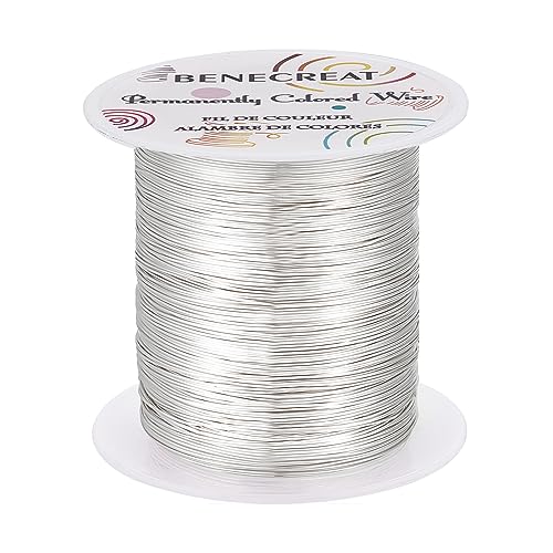BENECREAT 24 Gauge 87 Yards Tarnish Resistant Silver Wire Jewelry Beading Wire for Beading Wrapping and Other Jewelry Craft Making - Image 1