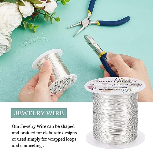 BENECREAT 24 Gauge 87 Yards Tarnish Resistant Silver Wire Jewelry Beading Wire for Beading Wrapping and Other Jewelry Craft Making - Image 3