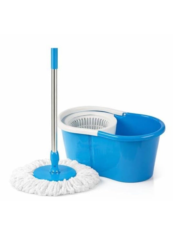 360° Spin Mop Bucket Set with Microfiber Mop Head – Easy Wring Floor Cleaning System – Blue