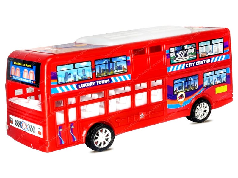 FunBlast ألعاب الحافلات للأطفال – ألعاب للأطفال، لعبة حافلة بسحب للخلف، ألعاب مركبات للأولاد، لعبة دفع واذهب، سيارة لعبة للأطفال من 3 سنوات فما فوق، هدية عيد ميلاد للأطفال (أحمر) - Image 1