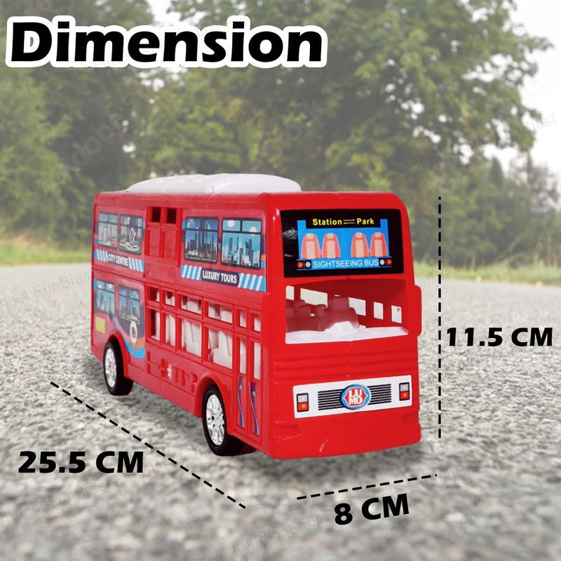 FunBlast ألعاب الحافلات للأطفال – ألعاب للأطفال، لعبة حافلة بسحب للخلف، ألعاب مركبات للأولاد، لعبة دفع واذهب، سيارة لعبة للأطفال من 3 سنوات فما فوق، هدية عيد ميلاد للأطفال (أحمر) - Image 2