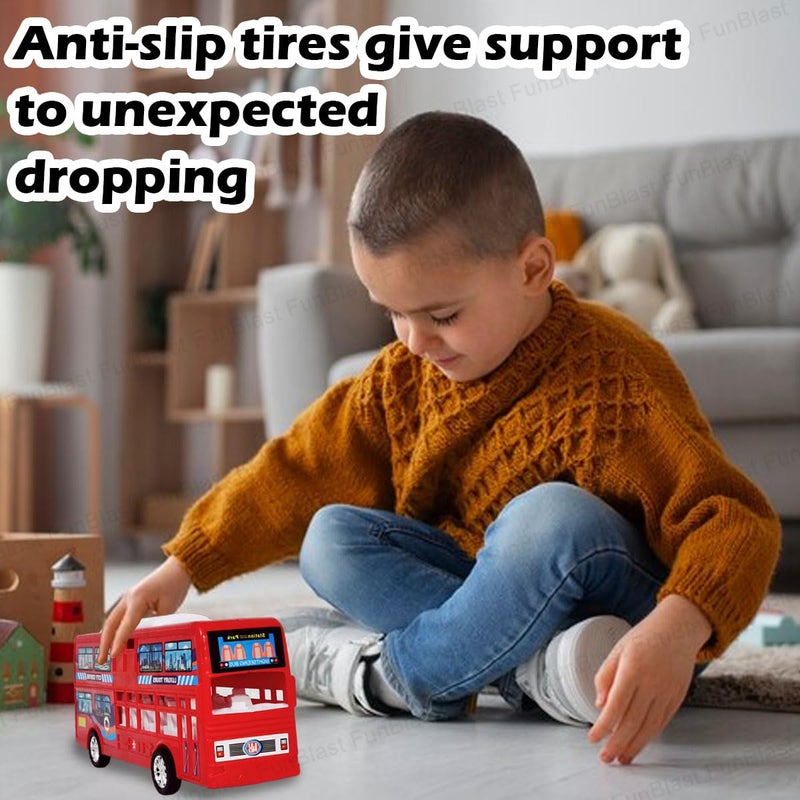 FunBlast ألعاب الحافلات للأطفال – ألعاب للأطفال، لعبة حافلة بسحب للخلف، ألعاب مركبات للأولاد، لعبة دفع واذهب، سيارة لعبة للأطفال من 3 سنوات فما فوق، هدية عيد ميلاد للأطفال (أحمر) - Image 5