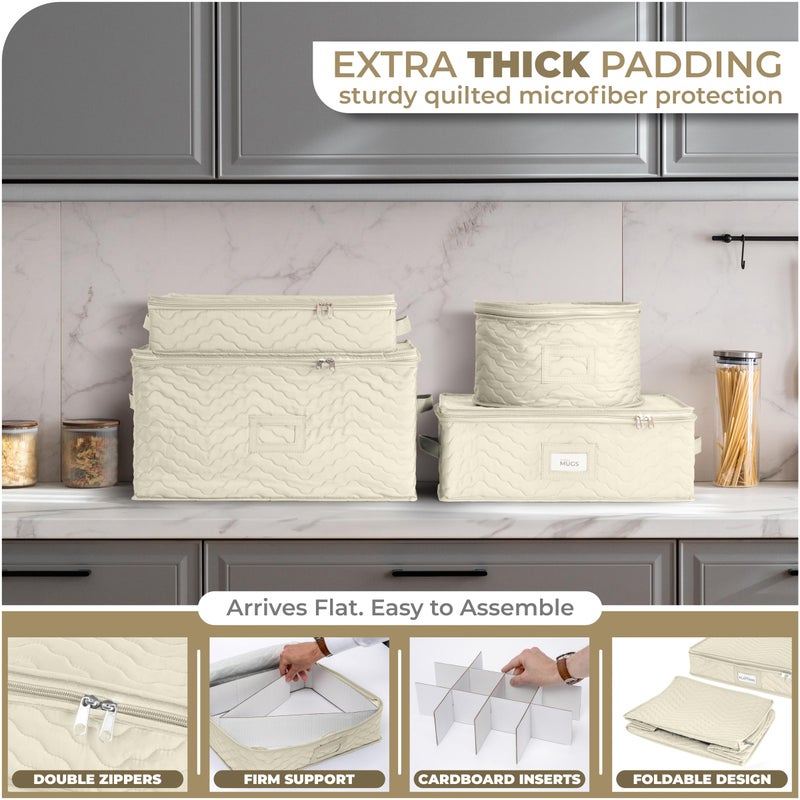 Sorbus Stemware Storage Chest - Deluxe Quilted Case with Dividers - Service for 12 - Great for Protecting or Transporting Wine Glasses, Champagne Flutes, Goblets, and more (Storage Glass - Beige) - Image 5