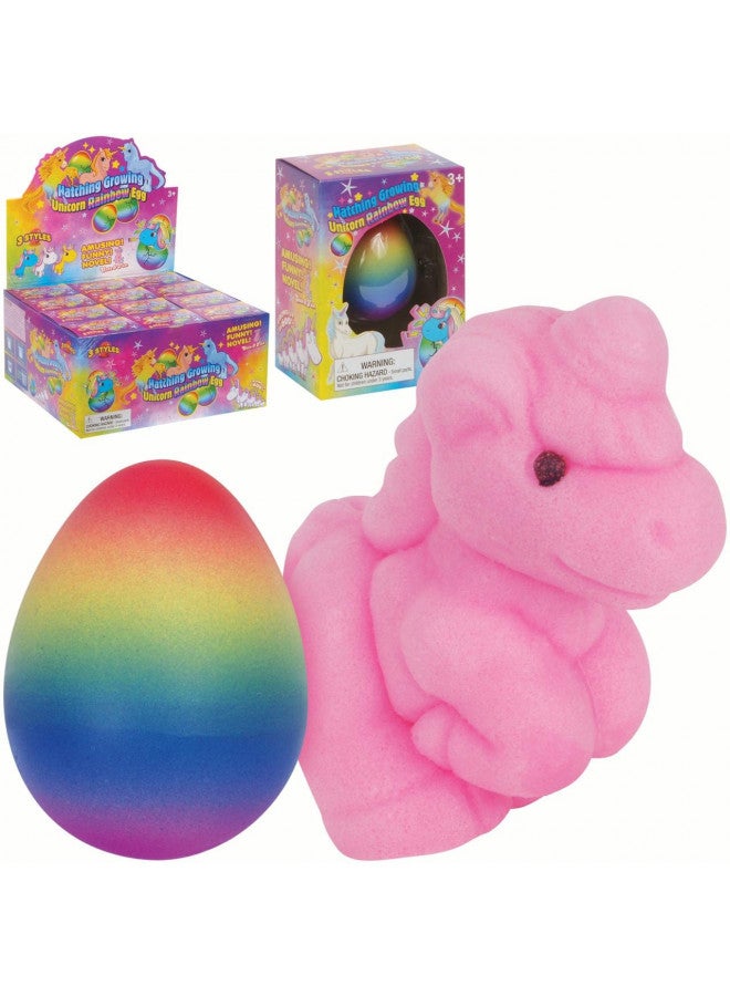 Playmaker Toys Hatching Growing Unicorn Rainbow Egg 2.5" Novelty Toy, Rainbow
