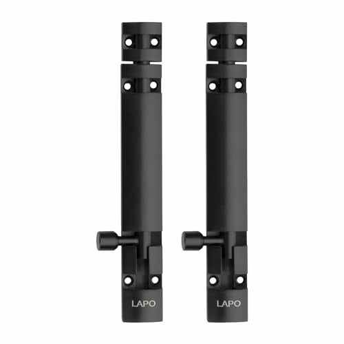 LAPO 2 Pack Heavy Duty Aluminium 8 Inch Tower Bolt for Home,Offices Doors and Windows/Tower Bolt for Main Door/Door Latch/Kundi/Chitakini/Door Latch for Main Door and Windows (Black Finish, Pack of 2) - Image 1