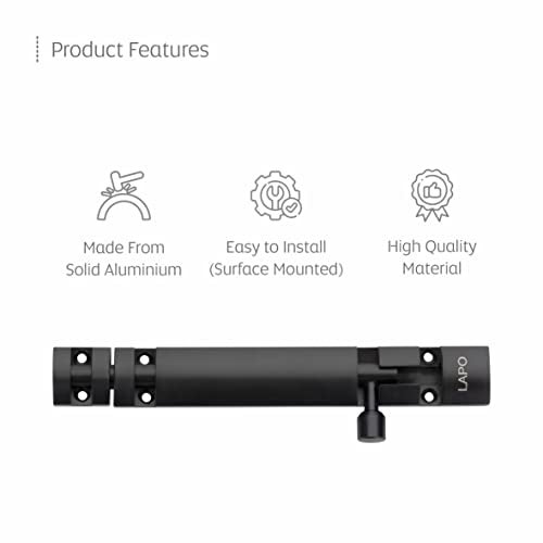LAPO 2 Pack Heavy Duty Aluminium 8 Inch Tower Bolt for Home,Offices Doors and Windows/Tower Bolt for Main Door/Door Latch/Kundi/Chitakini/Door Latch for Main Door and Windows (Black Finish, Pack of 2) - Image 4