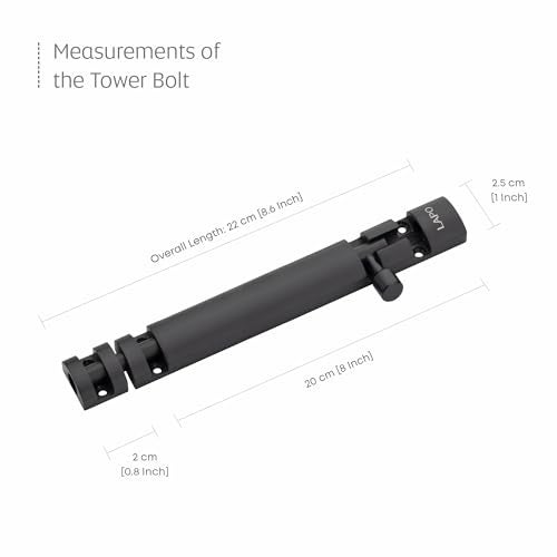 LAPO 2 Pack Heavy Duty Aluminium 8 Inch Tower Bolt for Home,Offices Doors and Windows/Tower Bolt for Main Door/Door Latch/Kundi/Chitakini/Door Latch for Main Door and Windows (Black Finish, Pack of 2) - Image 3