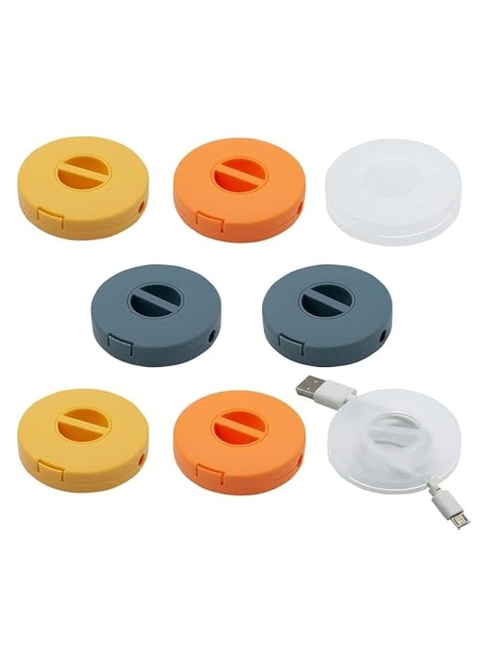 erorex 8PCS Portable Cable Winder, 4 Colors Round Travel Cord Organizer Keeper Box, Retractable Cable Holder for Wrapping Earbuds USB Phone Mouse Cords Earphone Wire Charger  - Image 1
