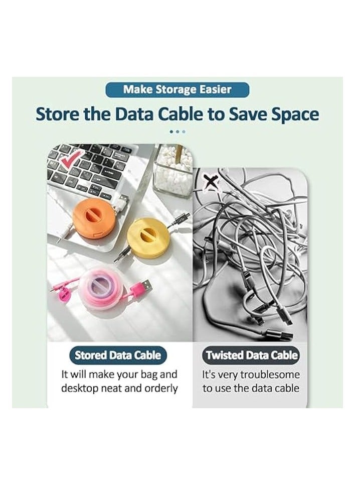 erorex 8PCS Portable Cable Winder, 4 Colors Round Travel Cord Organizer Keeper Box, Retractable Cable Holder for Wrapping Earbuds USB Phone Mouse Cords Earphone Wire Charger  - Image 4