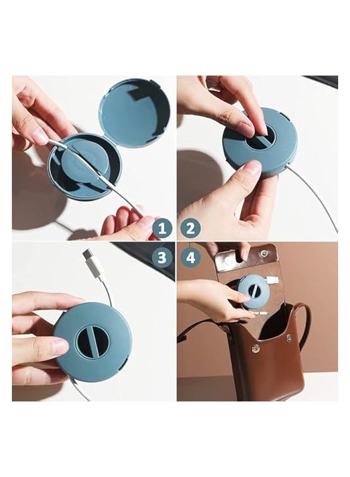 erorex 8PCS Portable Cable Winder, 4 Colors Round Travel Cord Organizer Keeper Box, Retractable Cable Holder for Wrapping Earbuds USB Phone Mouse Cords Earphone Wire Charger  - Image 3