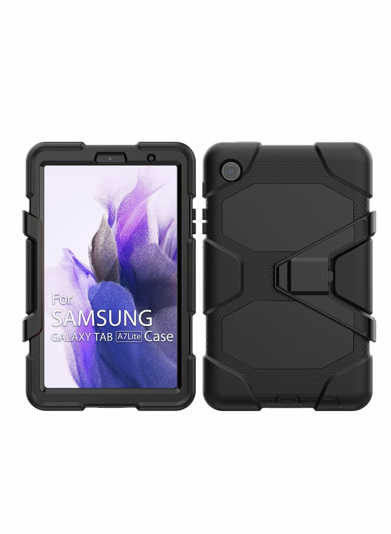 Excefore Phone Case for Galaxy Tab A7 Lite 8.7,Rugged Full Body Hybrid Drop Protection Cover with Stand Built-in Screen Protector for 2021 Model SM-T220T225 (1-Black), 8.7" - Image 2