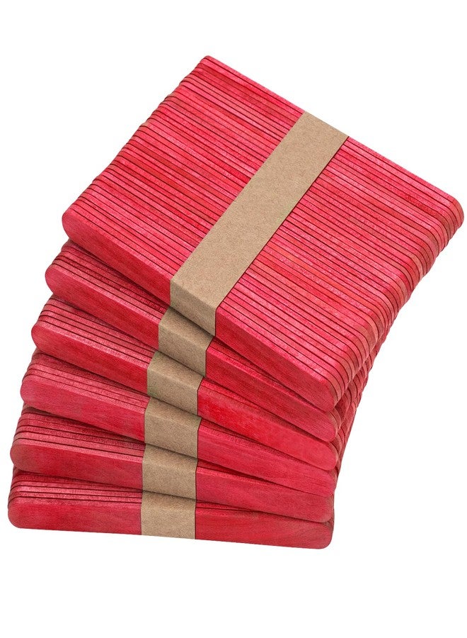 WISYOK 240 Pcs Red Popsicle Sticks for Crafts, 4.5 Inch Christmas Wooden Craft Sticks, Ice Cream Sticks, Christmas Valentines Day Crafts, Great for DIY Creative Designs and Children Education - Image 1