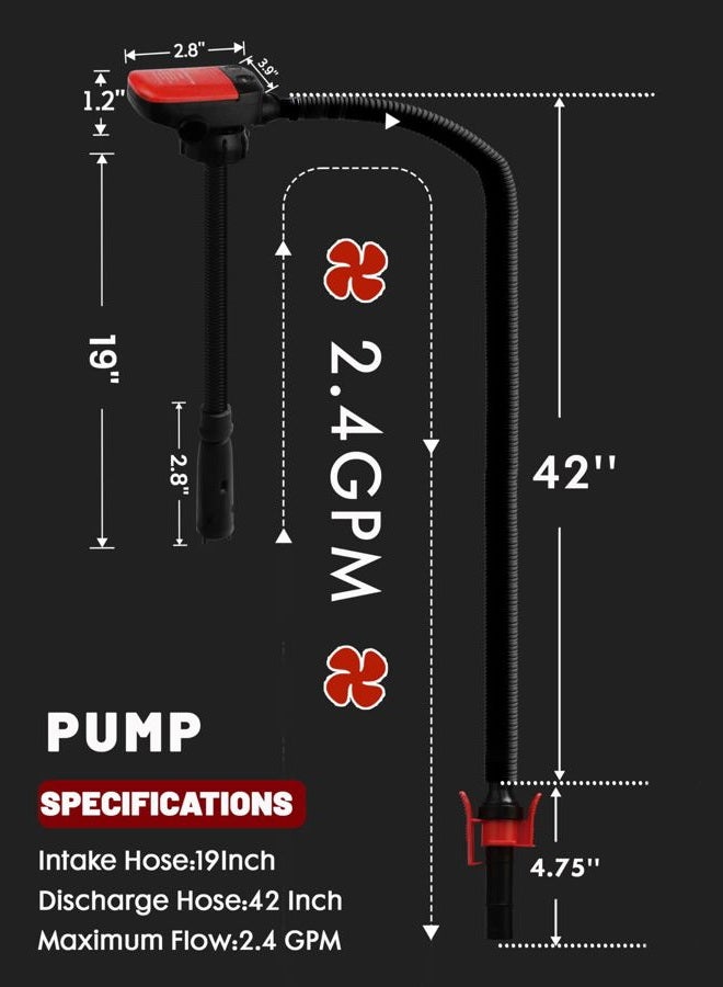 FUELIO Gas Can Pump Battery Operated -Fuel Transfer Pump with Auto Stop Sensor, Fix Clip, Extra Long Hose, 3 Adapters for 4 Size Fuel Tank, Gas Pump Ideal For Gasoline… - Image 5