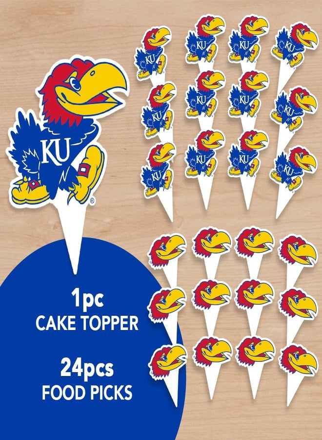 Desert Cactus KU Kansas Jayhawks Food Picks, Cupcake Toppers, 25 pcs - Image 2