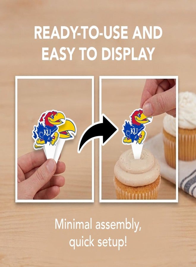 Desert Cactus KU Kansas Jayhawks Food Picks, Cupcake Toppers, 25 pcs - Image 3