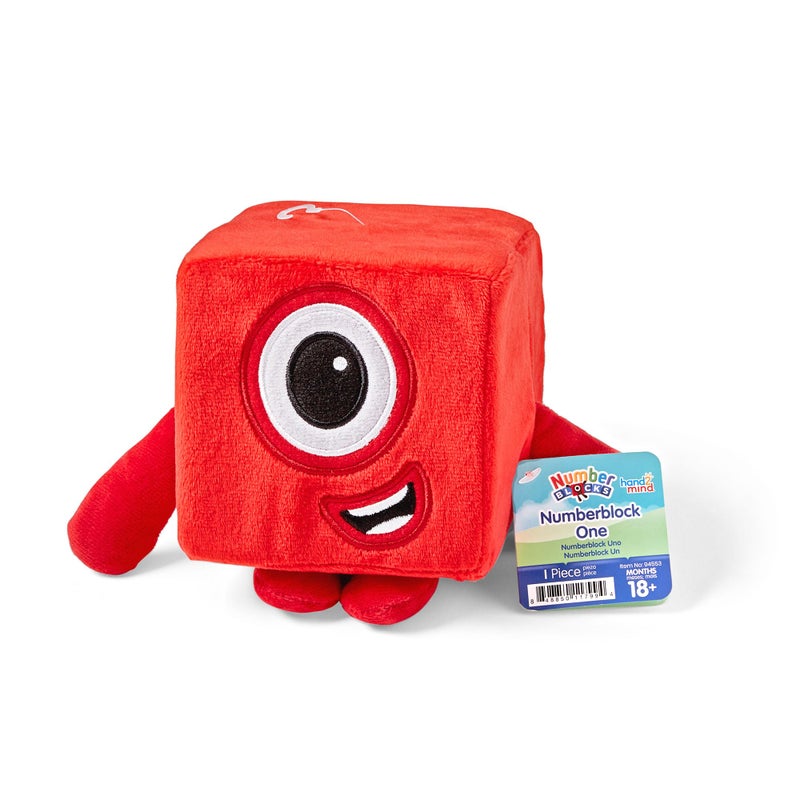 hand2mind hand2mind Numberblocks One Plush, Small Plush Toys, Cute Plushies, Stuffed Toys, Numbers for Toddlers, Preschool Learning Math Toys, Kids Birthday Gifts, Stocking Stuffers for Kids 3-5 - Image 1