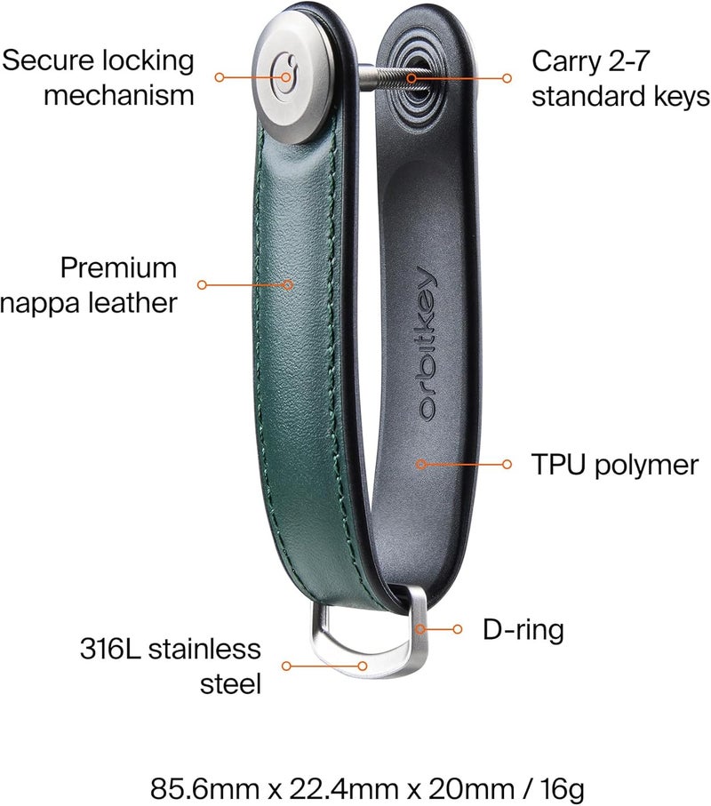 Orbitkey Key Organiser Hybrid Leather in Pine Green - Image 5