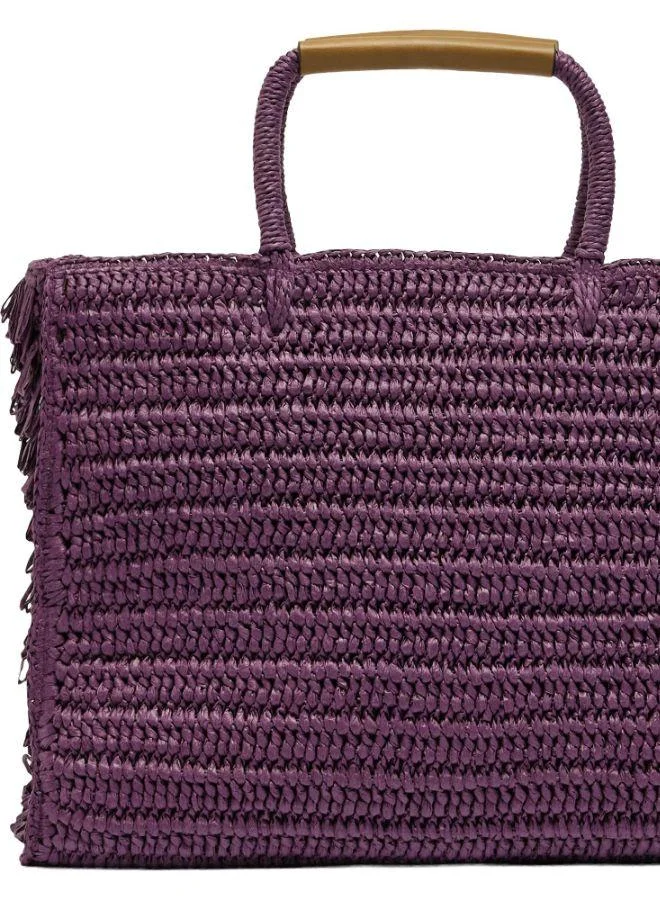 PARFOIS Straw Effect Shopper Bag With Fringes