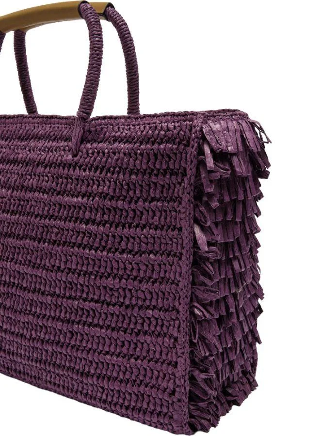 PARFOIS Straw Effect Shopper Bag With Fringes