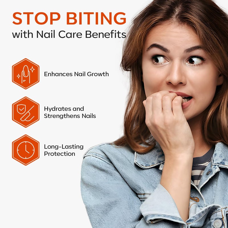 modelones Nail Biting Treatment, No Bite Nail Polish, Thumb Sucking Deterrent, Promotes Fast Nail Growth, Stop Nail Biting, Easy Application, Quick-Drying Bitter Nail Polish 0.5 Fl Oz - Image 3