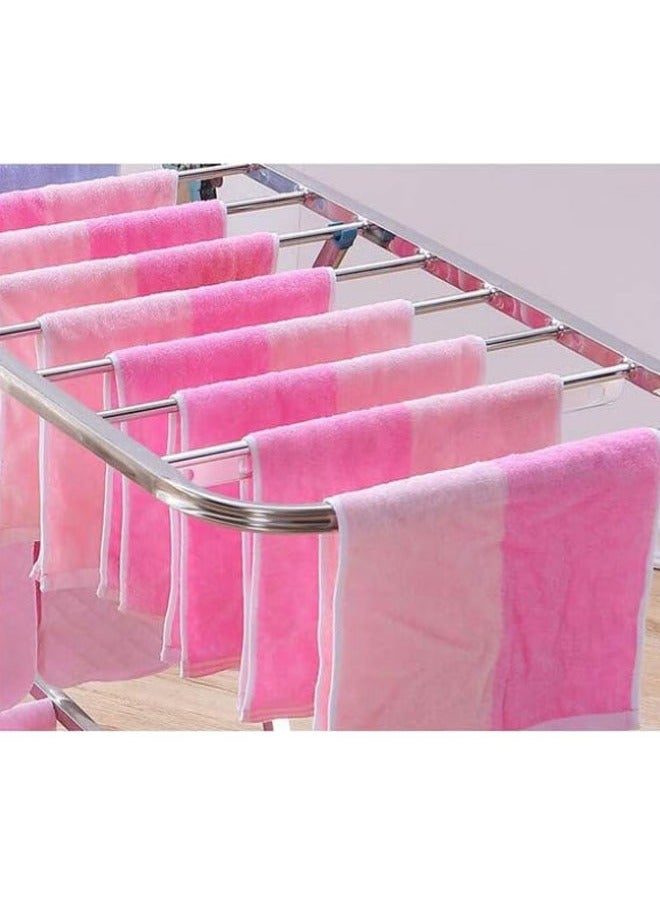 إن كي أكس رف تجفيف ملابس قابل للطي مزدوج الطبقات من الخارج والداخل، 1.5 متر، لون أبيض، لون فضي - Image 2