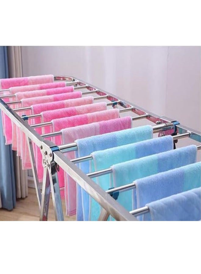 إن كي أكس رف تجفيف ملابس قابل للطي مزدوج الطبقات من الخارج والداخل، 1.5 متر، لون أبيض، لون فضي - Image 3