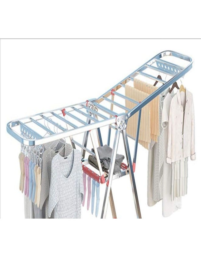 إن كي أكس رف تجفيف ملابس قابل للطي مزدوج الطبقات من الخارج والداخل، 1.5 متر، لون أبيض، لون فضي - Image 4