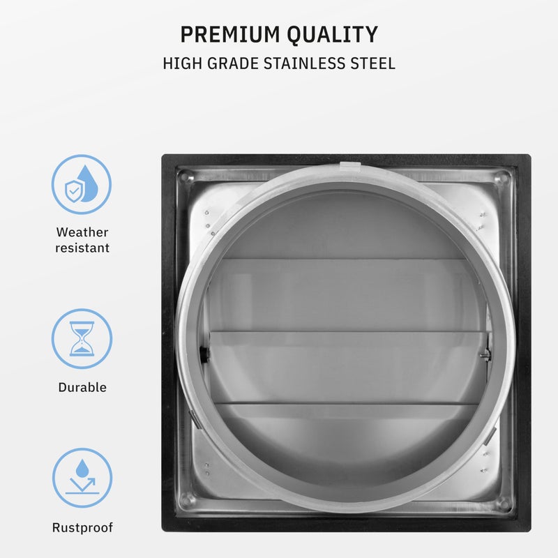 calimaeroÂ® VKE 4" Inch Dryer Vent Cover â€“ Outdoor Stainless Steel Grille with Moving Flaps â€“ Fits Only with Metal Ducts for HVAC & Dryer Systems - Image 3