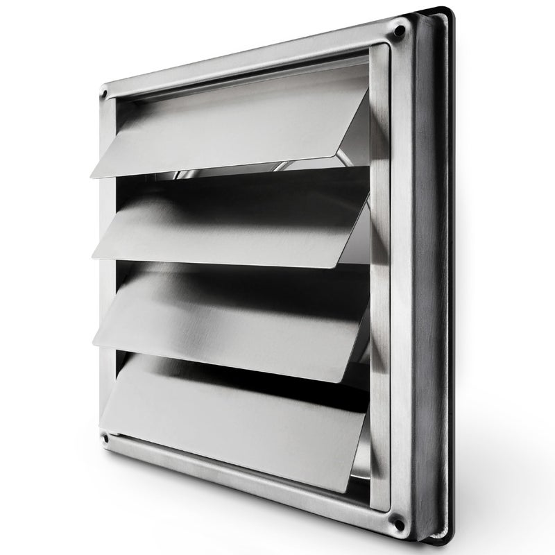 calimaeroÂ® VKE 4" Inch Dryer Vent Cover â€“ Outdoor Stainless Steel Grille with Moving Flaps â€“ Fits Only with Metal Ducts for HVAC & Dryer Systems - Image 1
