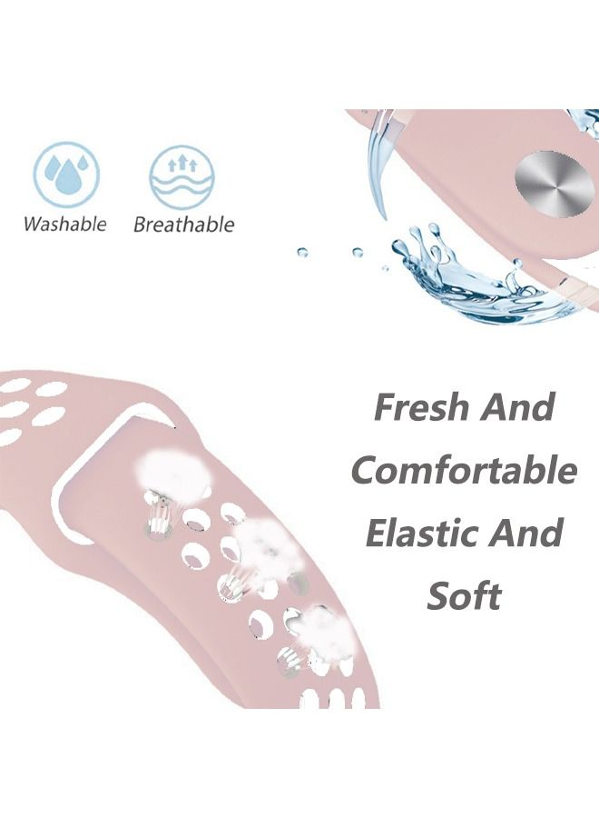 Apple iWatch 5/4/3/2/1 38-40mm Dual Color Breathable Soft Silicone Smart Watch Replacement Sports Watch Strap Stain Resistant, Odorless, and Fade Resistant Replacement Wrist Strap Pink/White - Image 4
