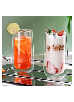 NIBEMINENT 250ml Double Walled Coffee Glass Mugs for Hot Cold Drink Transparent Latte Espresso Glasses Cups Tea Milk Juice Borosilicate Heat Resistant Crystal Cups(Set of 2)  - Image 2