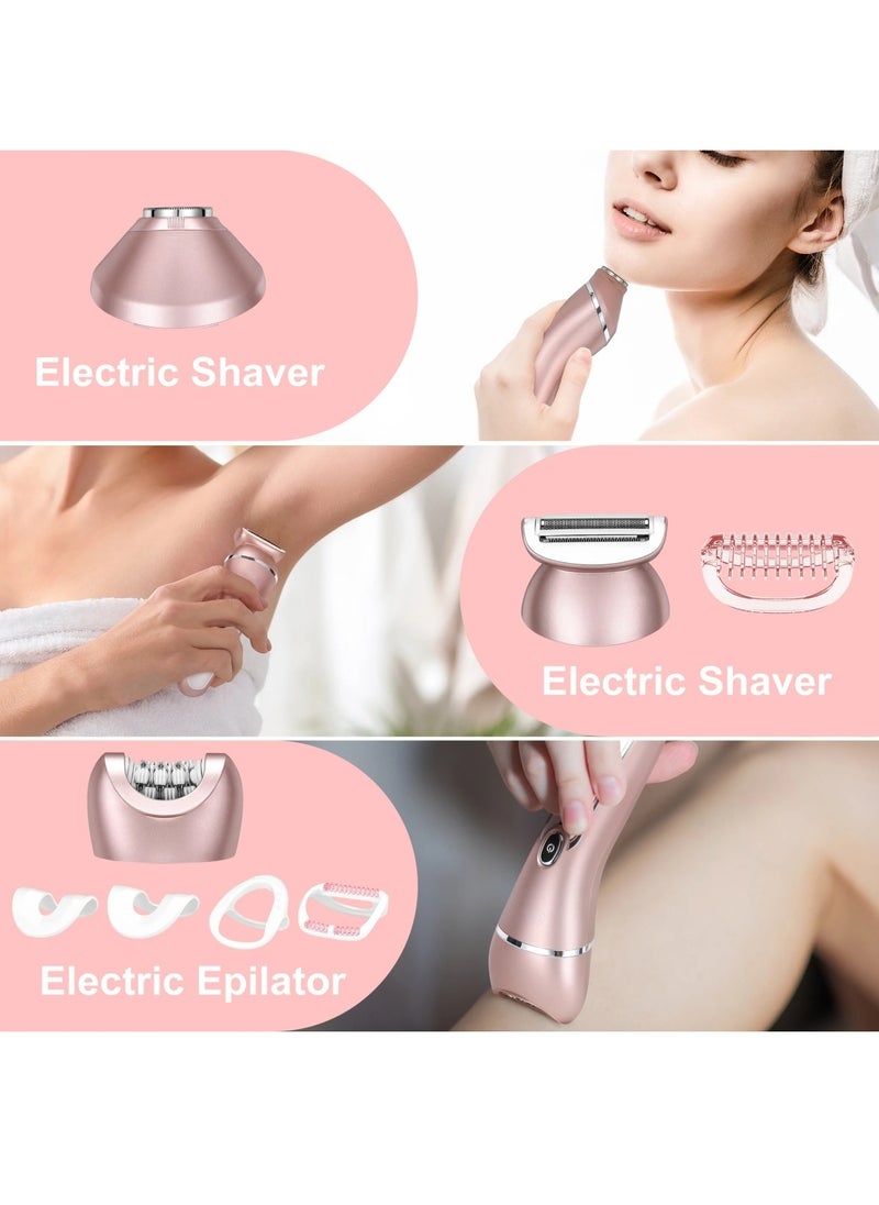 Hatteker - 3-in-1 Electric Shaver for Bikini Chin Arm Legs and Underarms Portable Electric Epilator Painless Cordless IPX7 Waterproof USB Charging Dry and Wet Dual Use Hair Remover for Women - Image 1