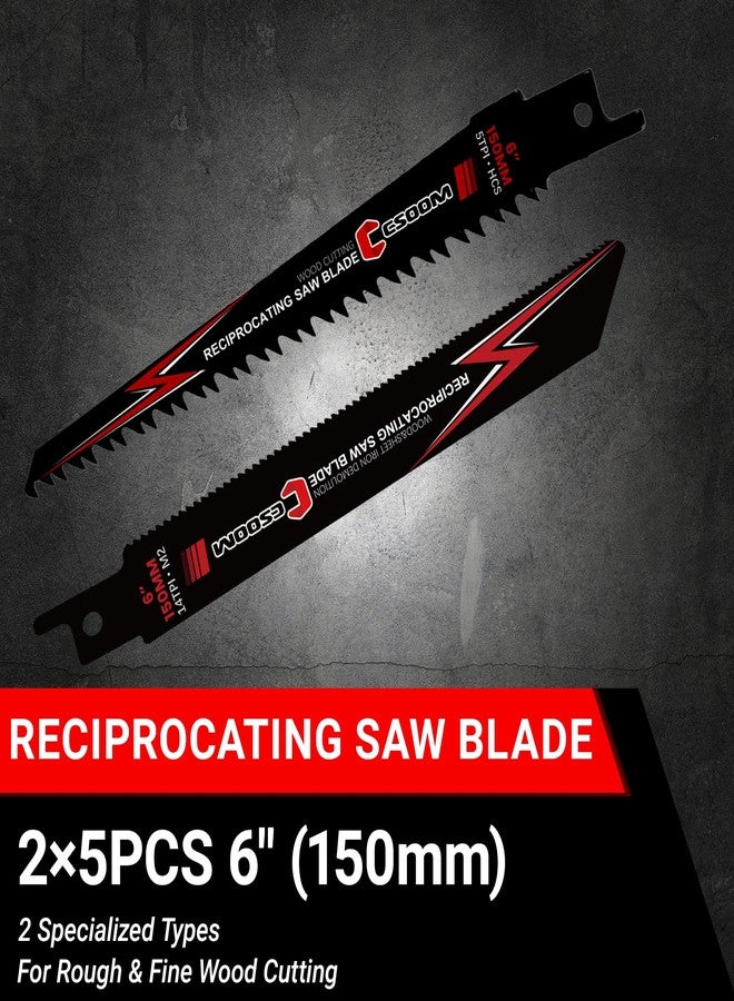 CSOOM 10-Piece 6-Inch Reciprocating Saw Blades Set (5 TPI and 14 TPI) for Fast Wood & Metal Cutting - Image 5