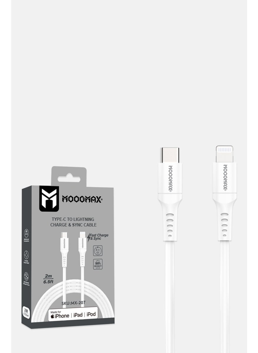 MOOGMAX MX-207 Type C To Lightning Charge And Sync Cable, White  - Image 2