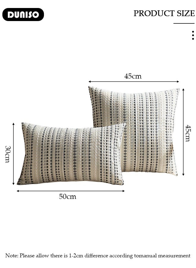 DUNISO Decorative Throw Pillow Covers 30*50cm,45*45cm Set of 2 Neutral Decorative Textured Cushion Case Farmhouse Pillowcase Modern Square Rectangle Pillow Covers for Sofa,Couch, Living Room  - Image 4