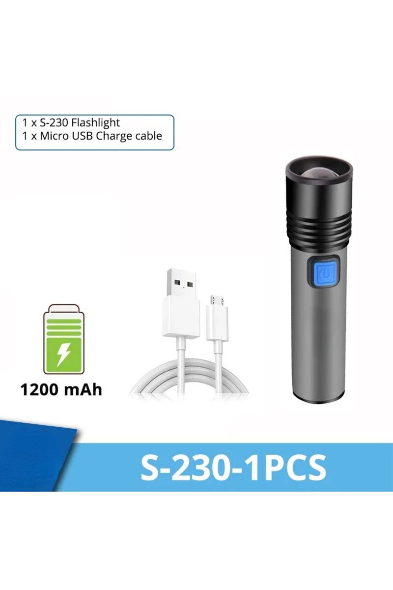 USB Charging K31 T6-LED USB Rechargeable LED Flashlight With LED Built in 1200mAh Lithium Battery Wa