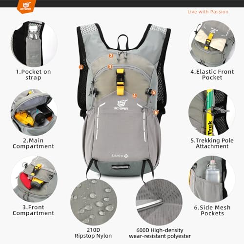 SKYSPER Small Hiking Backpack - 15L Travel Daypack Lightweight Bag Water Resistant Hiking Backpacks for Women Men - Image 3
